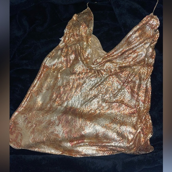 Michael Costello gold roses chain link top - Picture 4 of 4